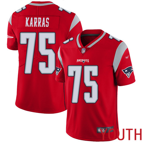 New England Patriots Football #75 Inverted Legend Limited Red Youth Ted Karras NFL Jersey